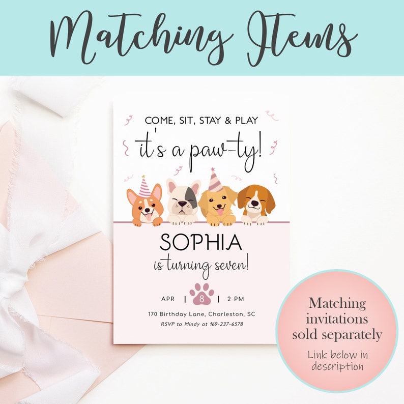 Adopt A Puppy Sign, Printable Puppy Party Signs, Puppy Party Games, Let's Pawty Dog Adoption Sign, Instant Download, Let's Pawty Birthday image 4