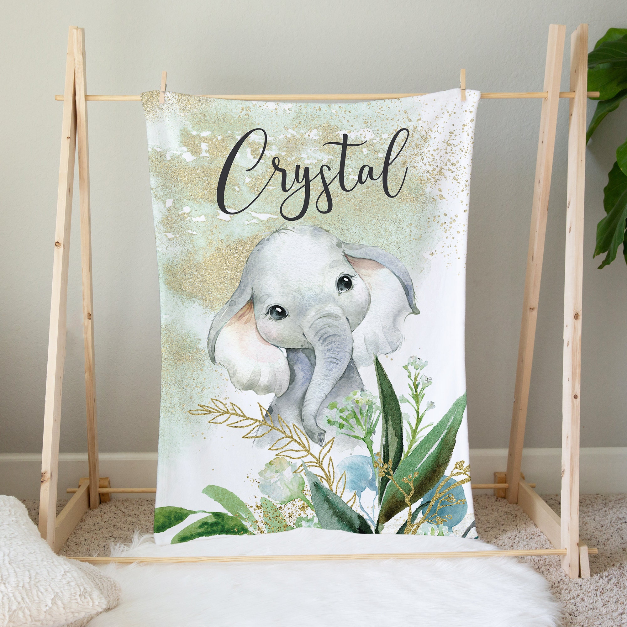 Personalized Elephant Baby Blanket Elephant Blanket Baby Etsy