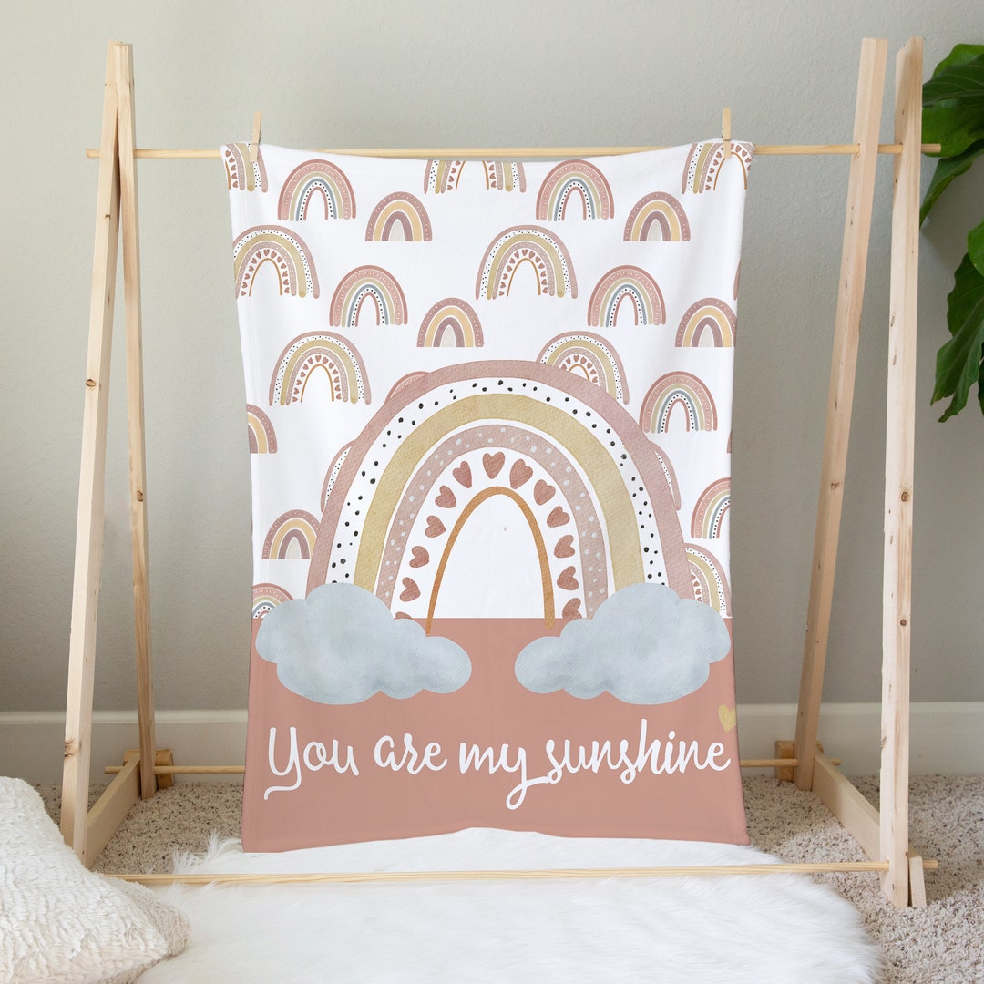 You Are My Sunshine Rainbow Nursery, Rainbow Baby Blanket, Rainbow
