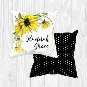 Personalized Sunflower Pillow, Sunflower Nursery Pillow, Sunflower Bedding, Sunflower Crib Bedding, Floral Nursery, Floral Pillow, Baby Girl