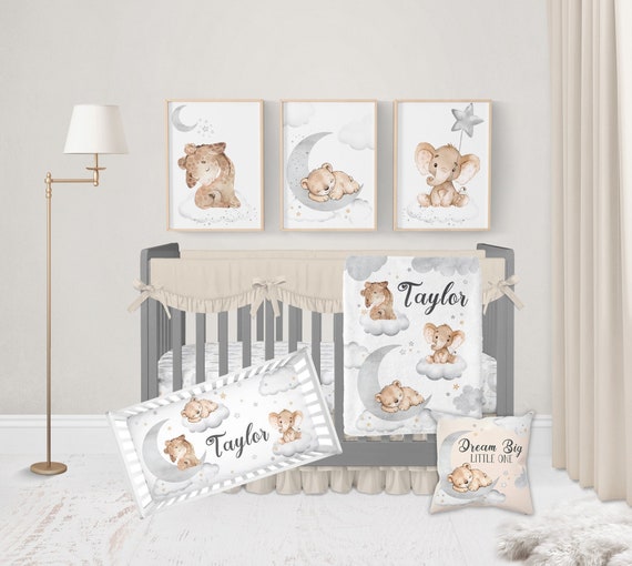 Neutral Crib Bedding Set Moon and Stars Crib Bedding Gender
