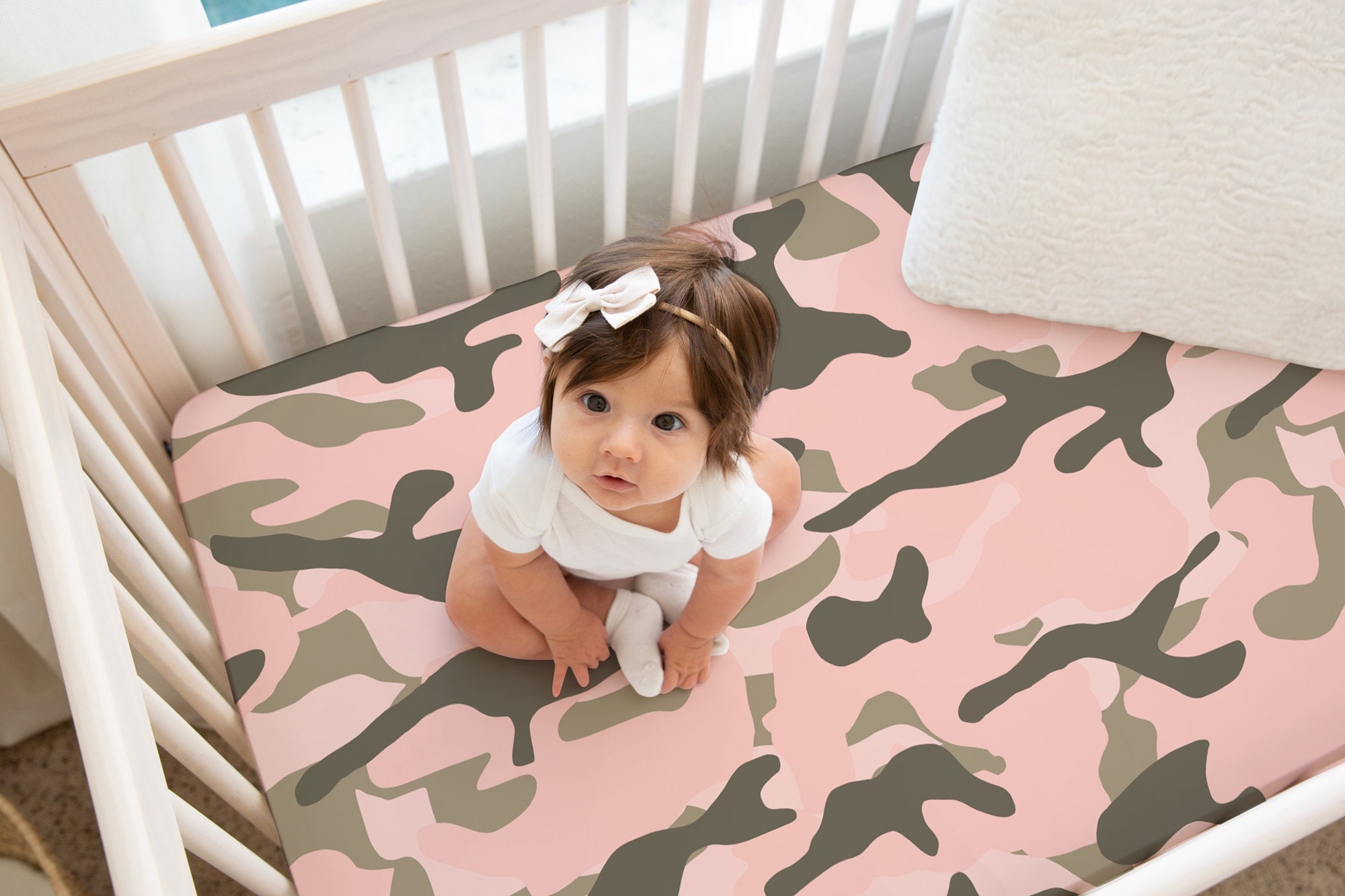 Camouflage girl sales crib bedding