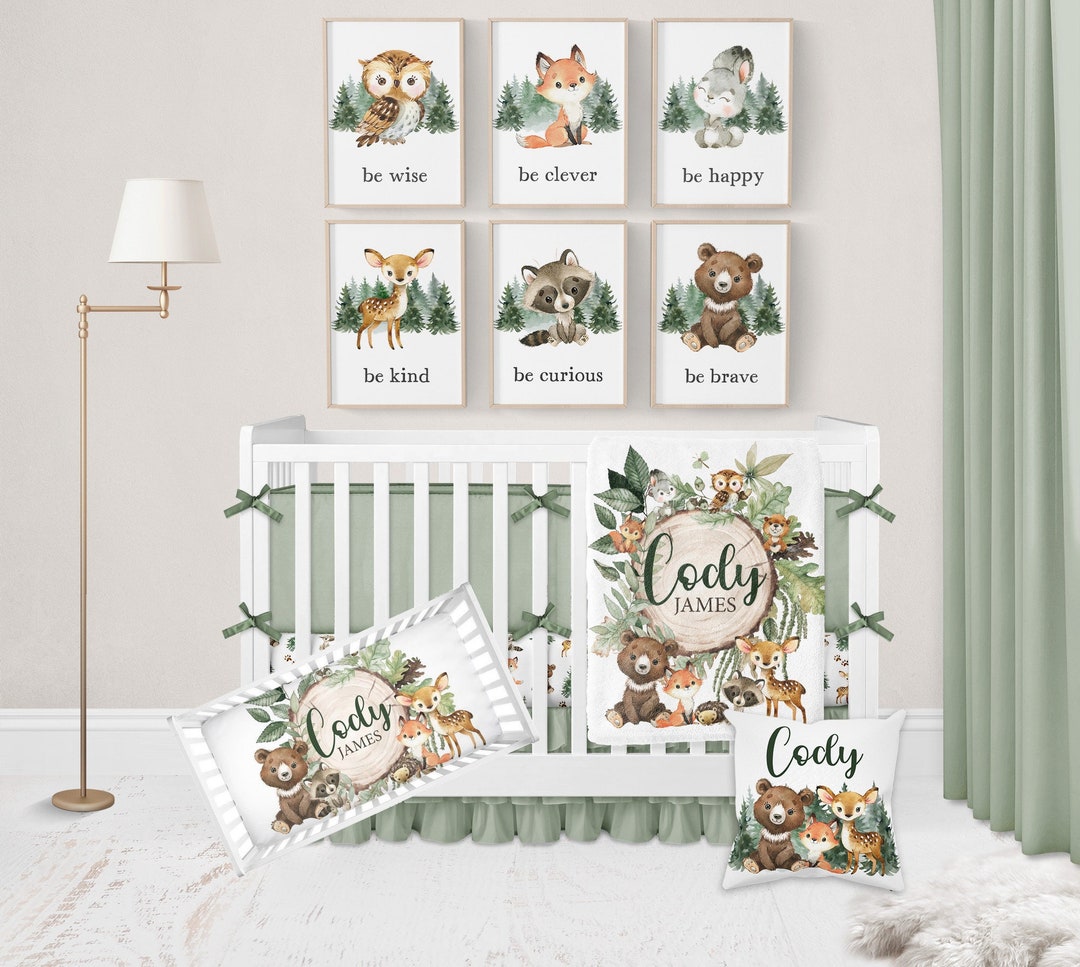 Woodland Nursery Bedding Set, Baby Boy Crib Bedding Set, Woodland