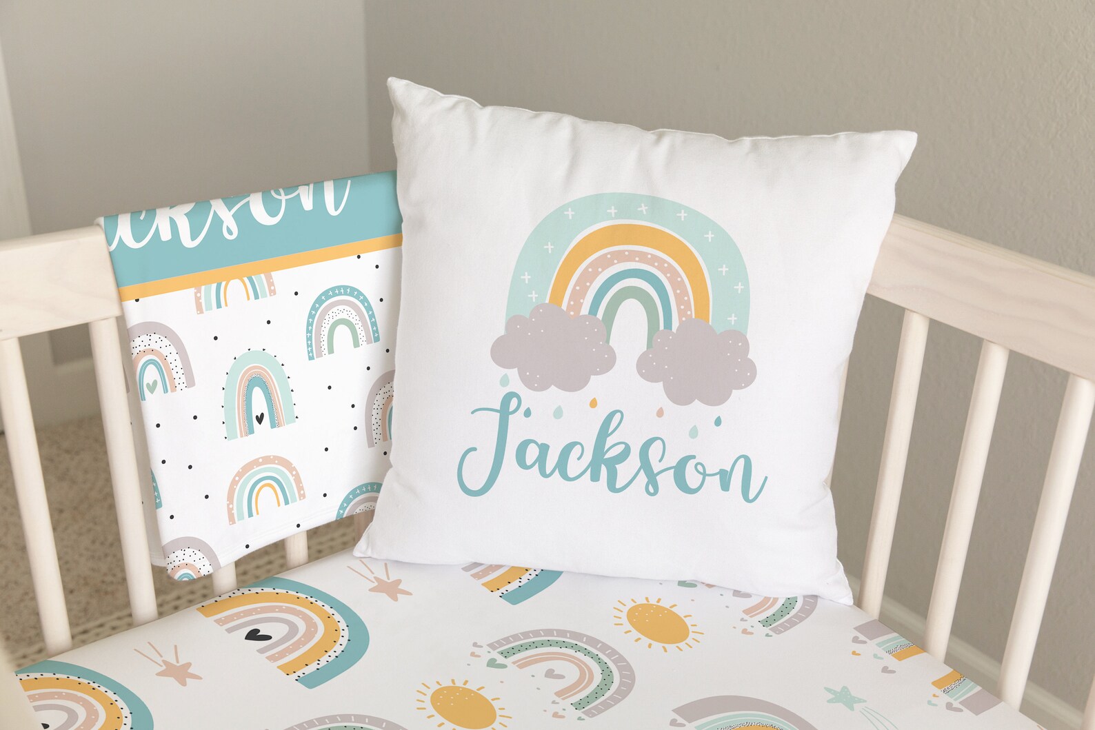 Rainbow Crib Bedding Set Baby Boy Crib Bedding Rainbow Etsy