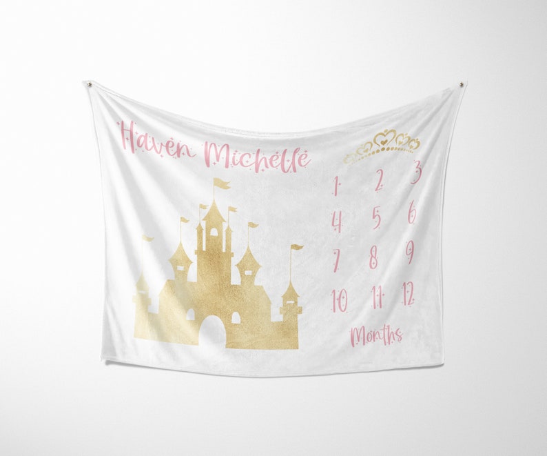 Princess Milestone Blanket Girl Milestone Blanket Baby Etsy