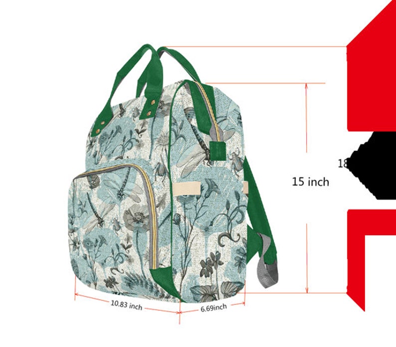 Custom Diaper Bag, Dinosaur Diaper Bag Multiuse Backpack, Boy Diaper Bag Backpack, Baby Shower Gift, Personalized Baby Bag Boy, New Mom Gift image 7