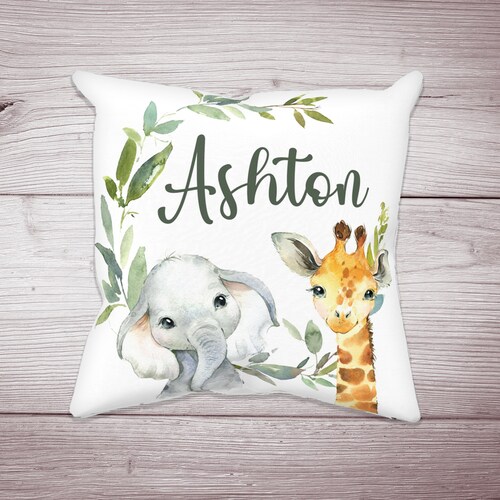 Safari Animals Nursery Pillow Safari Crib Bedding Baby Girl Etsy