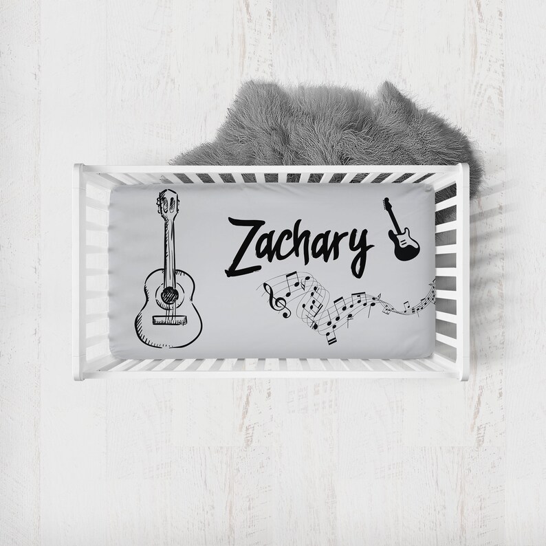 Guitar Crib Bedding Set Baby Boy Crib Bedding Set Music Theme Etsy