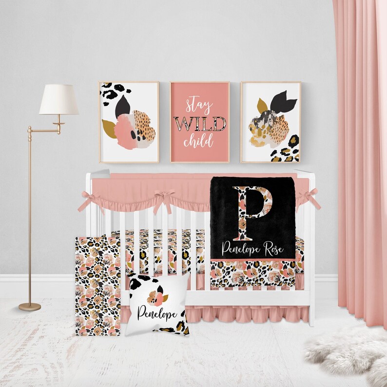 Baby Girl Crib Bedding Set Leopard Crib Bedding Leopard Baby Etsy