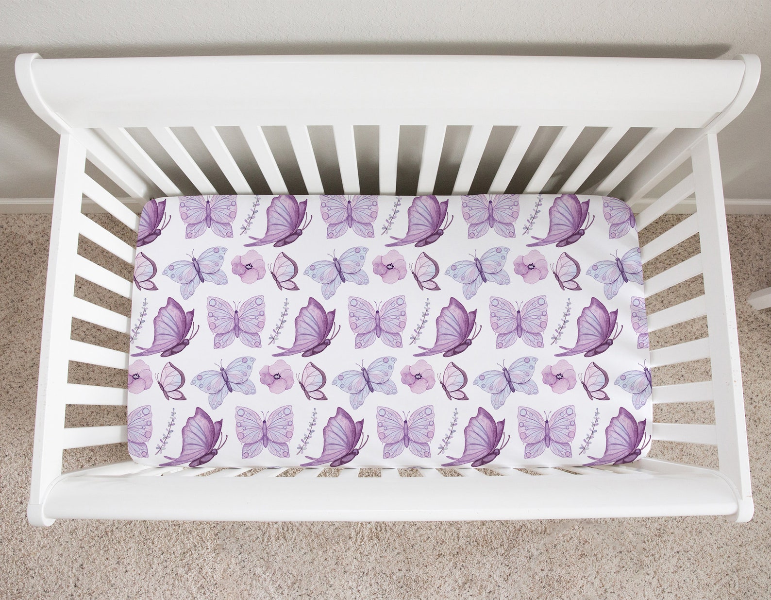 Purple Butterfly Crib Sheet Butterfly Crib Bedding Crib Etsy