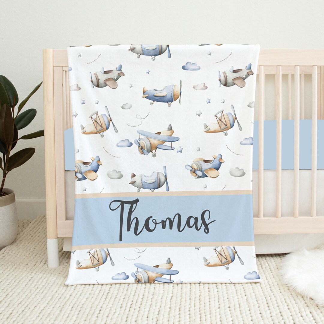 Personalized Airplane Baby Blanket, Baby Boy Blanket, Baby Christmas ...