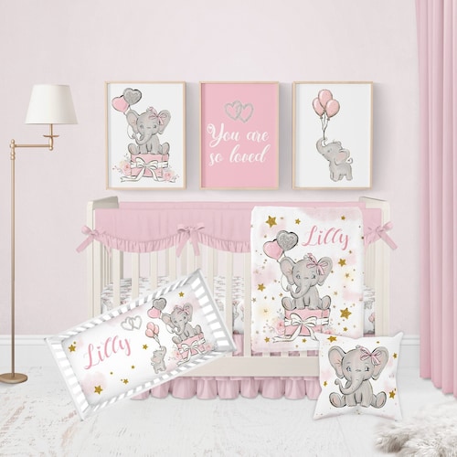 Elephant Crib Bedding Set Baby Girl Crib Bedding Set Etsy
