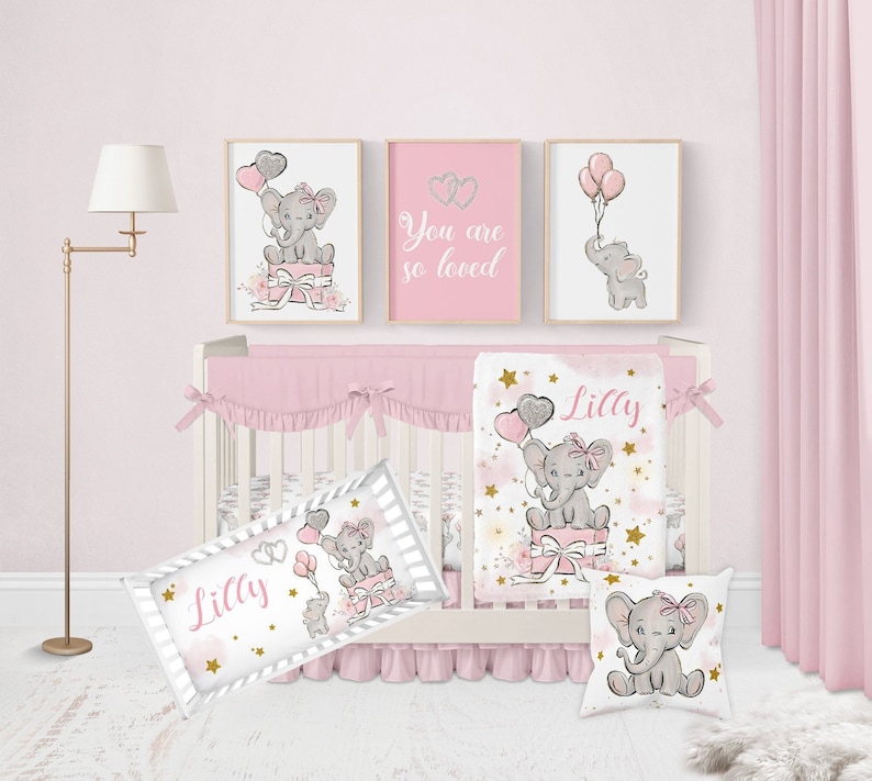 Elephant Baby Bedding Set Baby Girl Bedding Crib Bedding Set Etsy