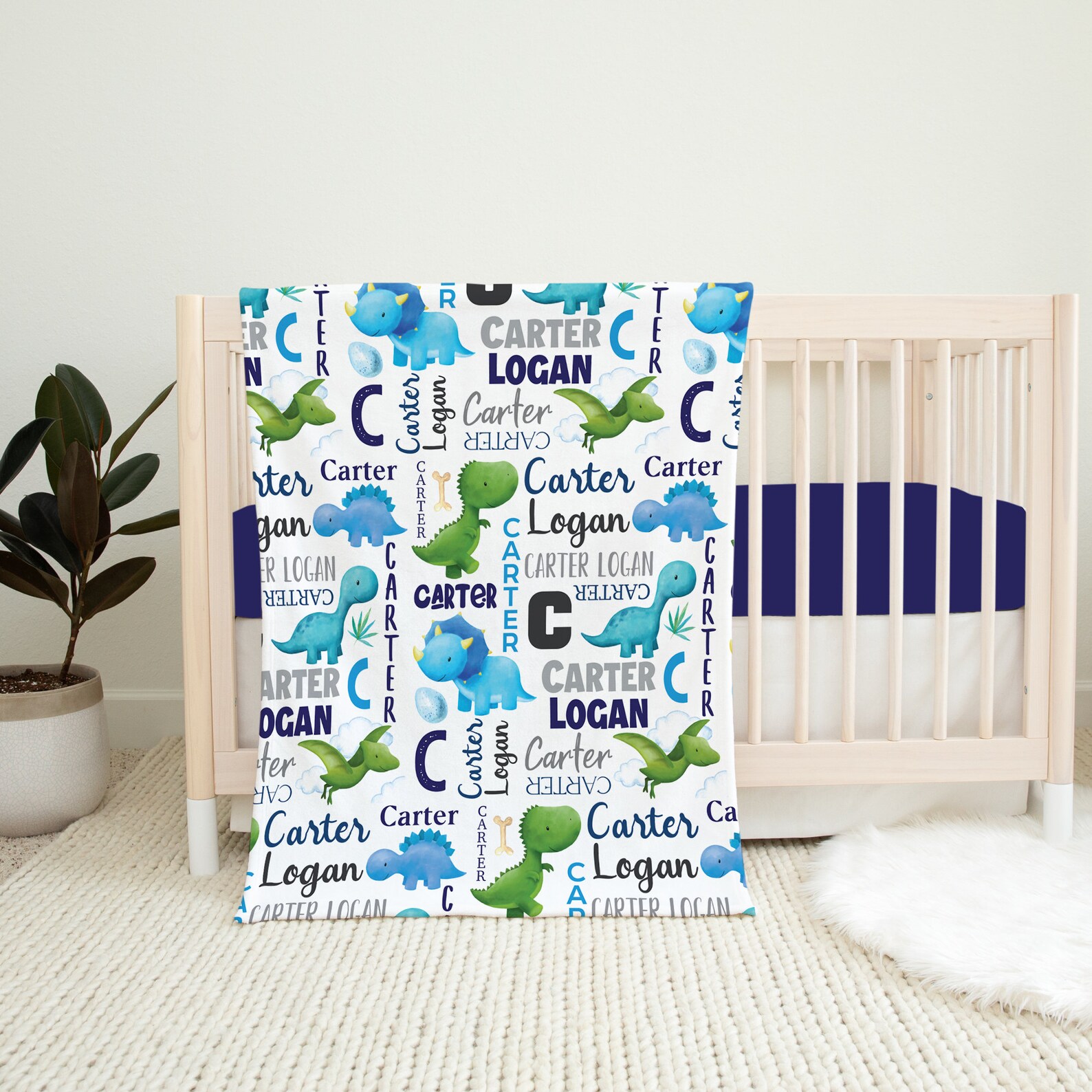 Personalized Dinosaur Baby Blanket Dinosaur Blanket Etsy