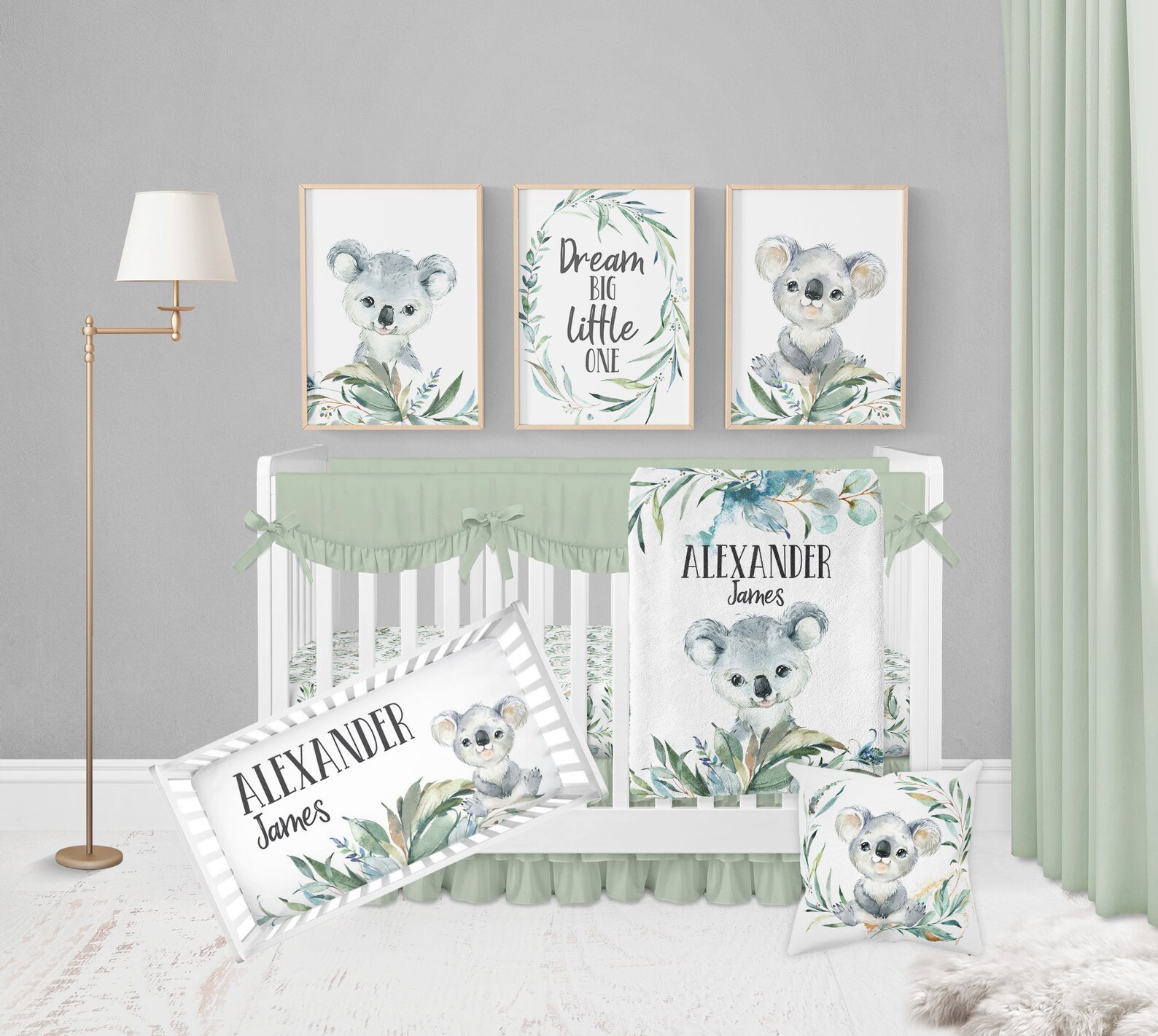 Koala Baby Blanket Personalized Baby Boy Blanket Koala Crib Etsy