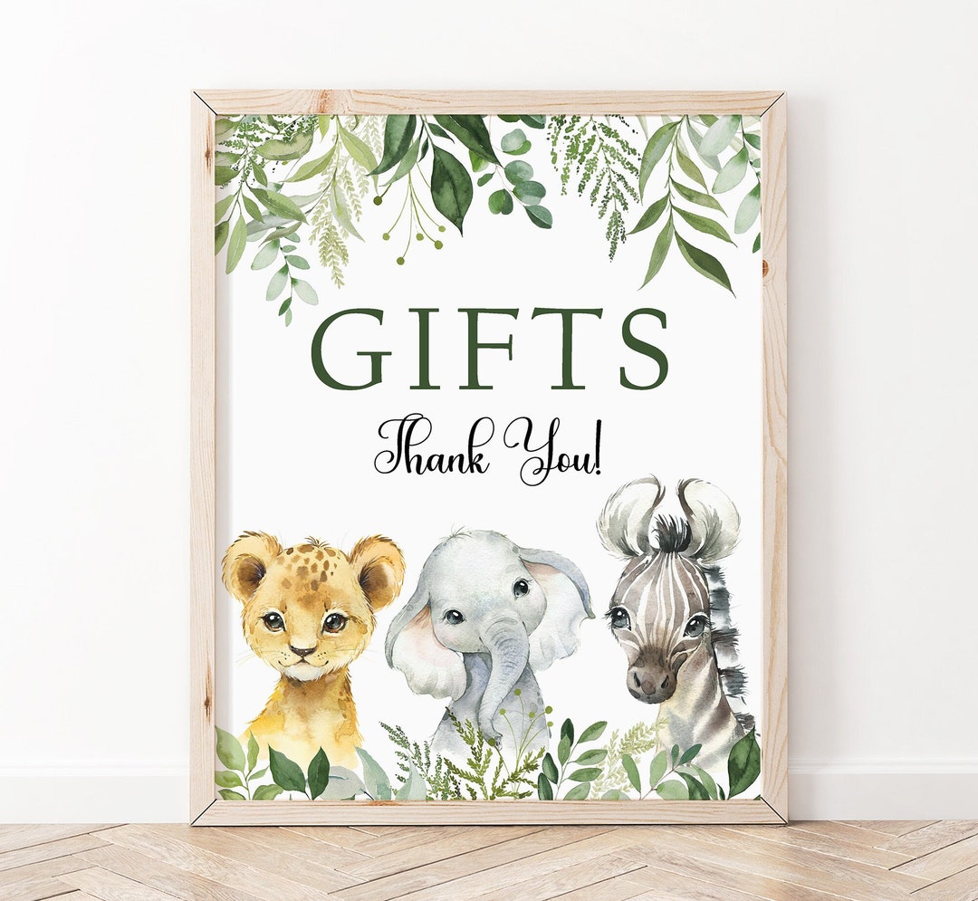 Safari Gifts Table Sign, Safari Baby Shower Sign, Wild One Safari