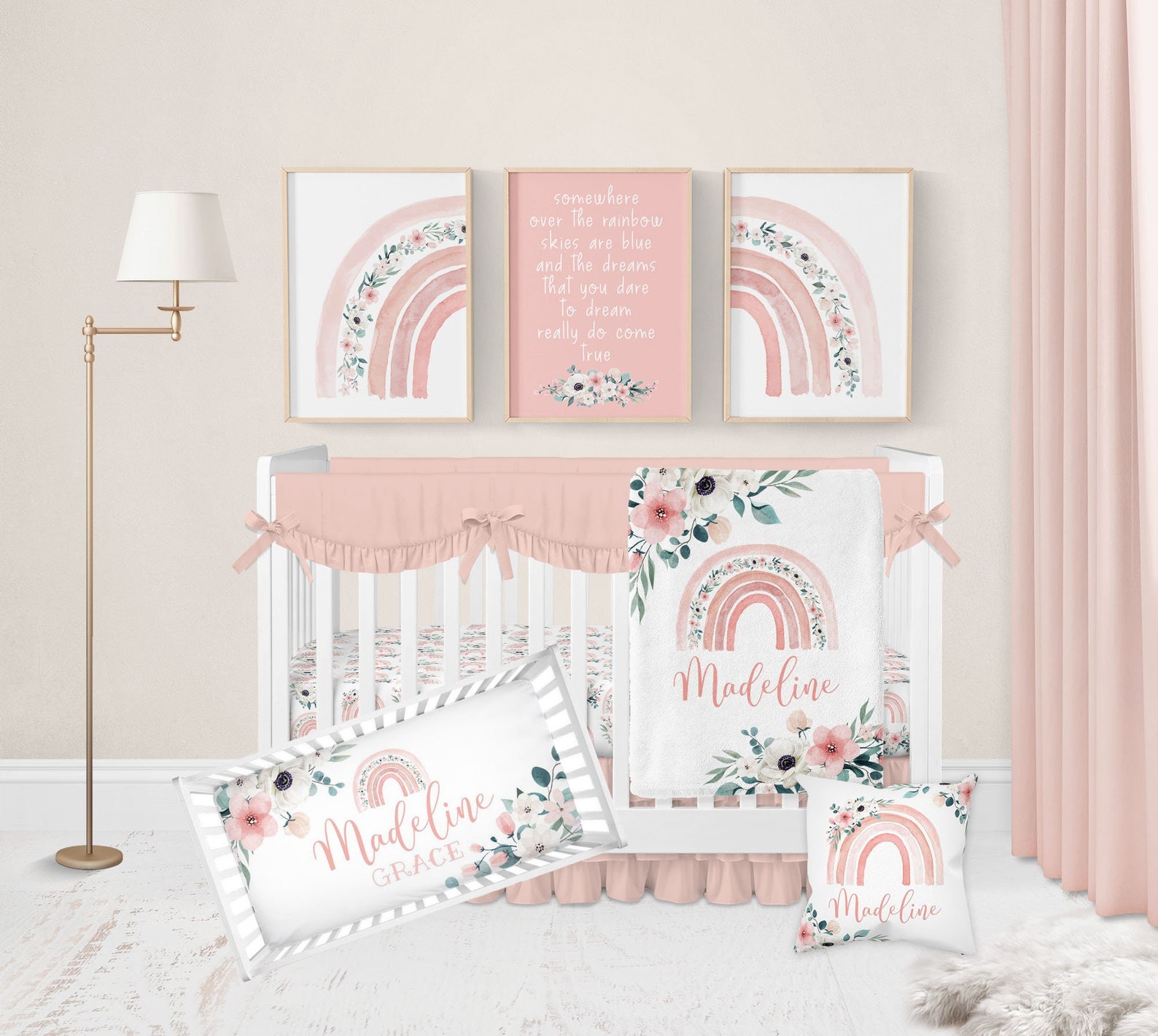 Rainbow Crib Bedding Set Baby Girl Crib Bedding Set Boho Etsy