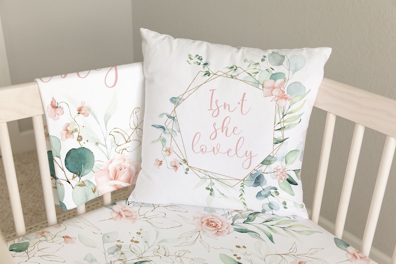 Eucalyptus Crib Bedding Set Personalized Girl Crib Bedding Etsy