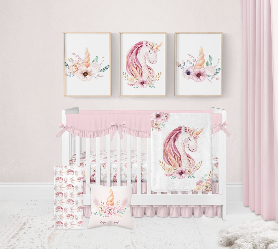 Unicorn Crib Sheets Unicorn Crib Bedding Girl Crib Bedding Etsy