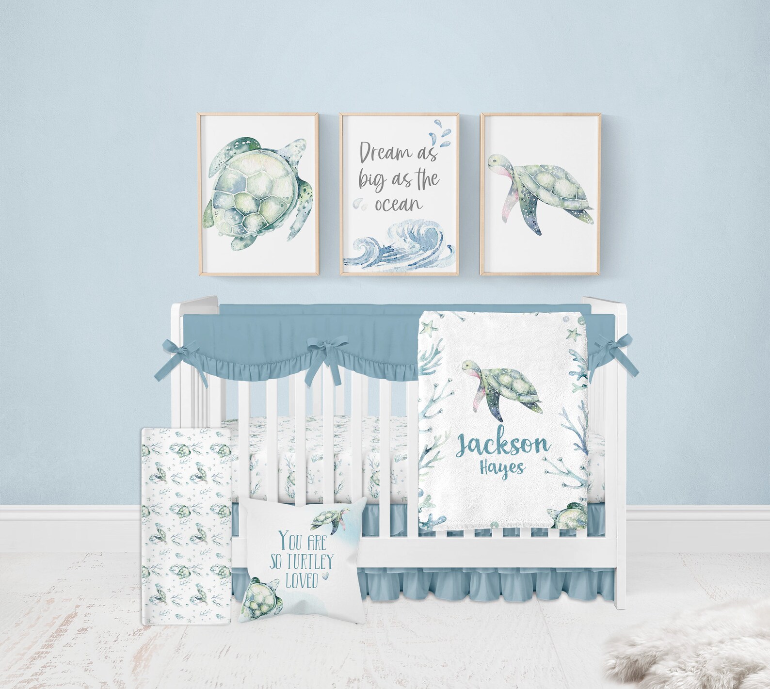 Personalized Sea Turtle Crib Sheet Sea Turtle Crib Bedding Etsy