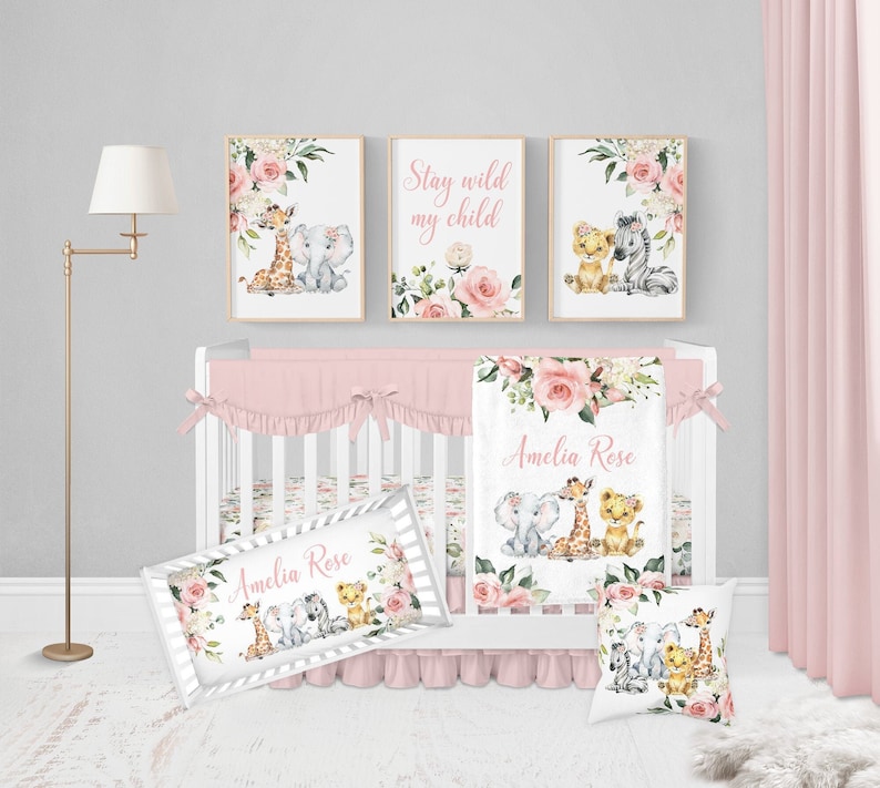 Safari Crib Bedding Set Baby Girl Nursery Bedding Set Safari Etsy
