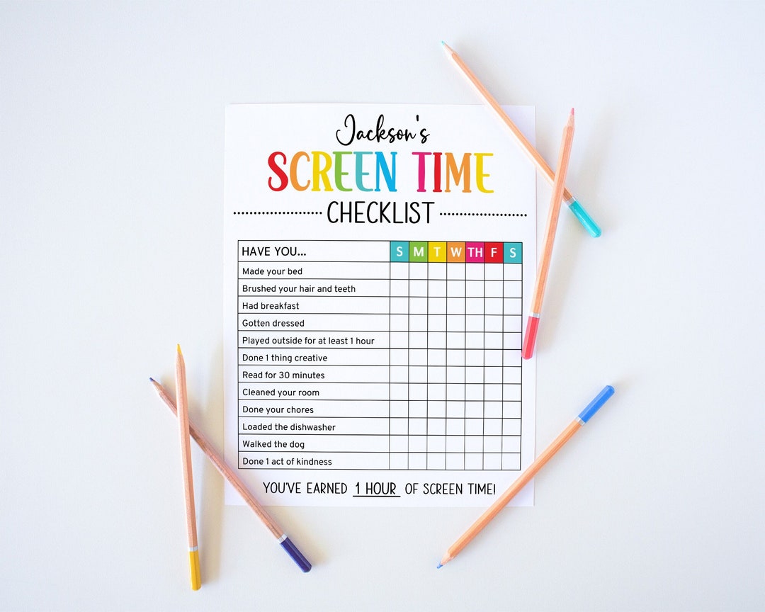 Summer Screen Time Checklist Editable, Screen Time Rules for Kids ...