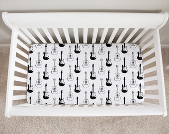 Guitar Crib Sheet, Crib Sheets Boy, Guitar Crib Bedding, Music
