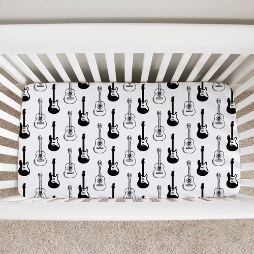 Guitar Crib Sheet Crib Sheets Boy Guitar Crib Bedding Music Etsy