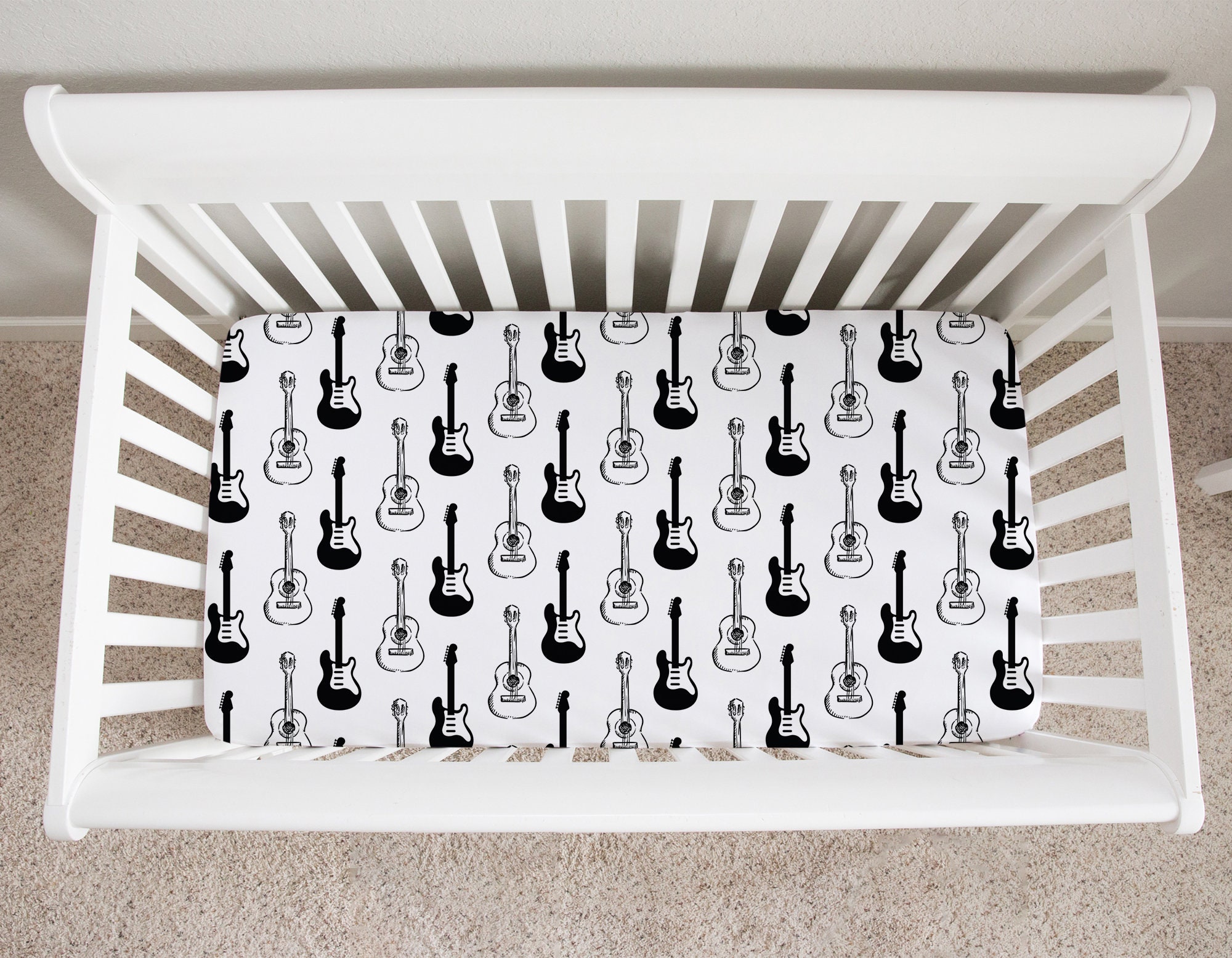 Guitar Crib Sheet Crib Sheets Boy Guitar Crib Bedding Music Etsy