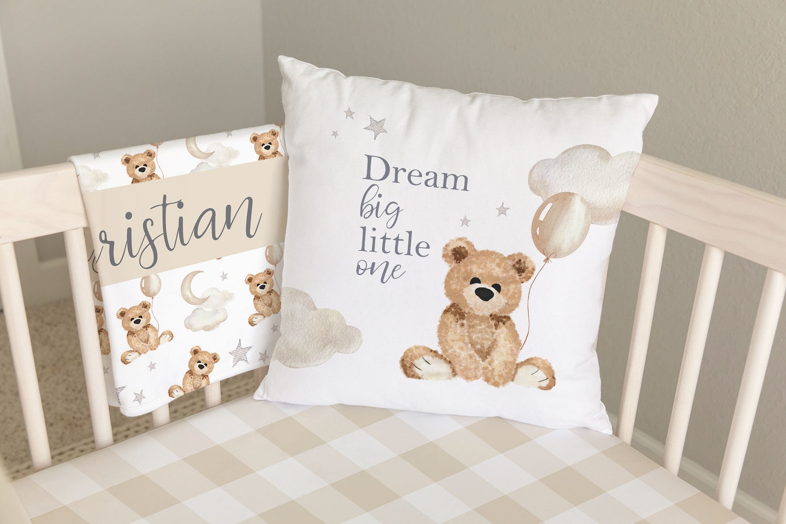 Teddy Bear Crib Bedding Set Neutral Crib Bedding Baby Boy Etsy