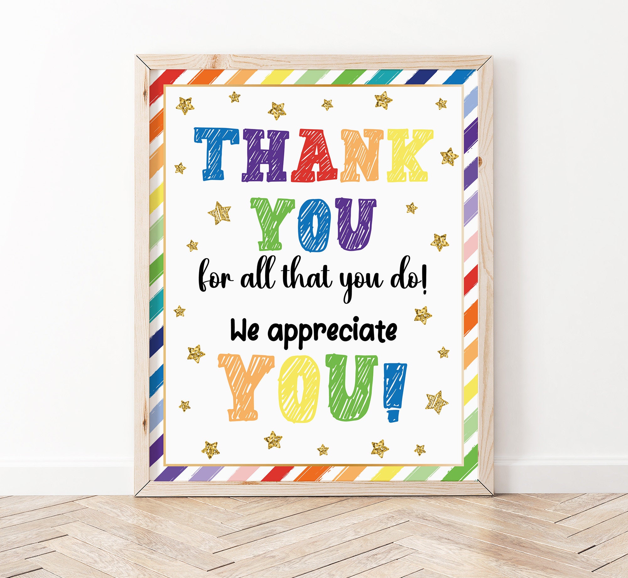 Teacher Appreciation Week Printable Sign, Thank You for All You Do ...