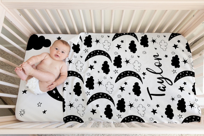 Moon and Stars Crib Bedding Set Gender Neutral Crib Bedding Etsy
