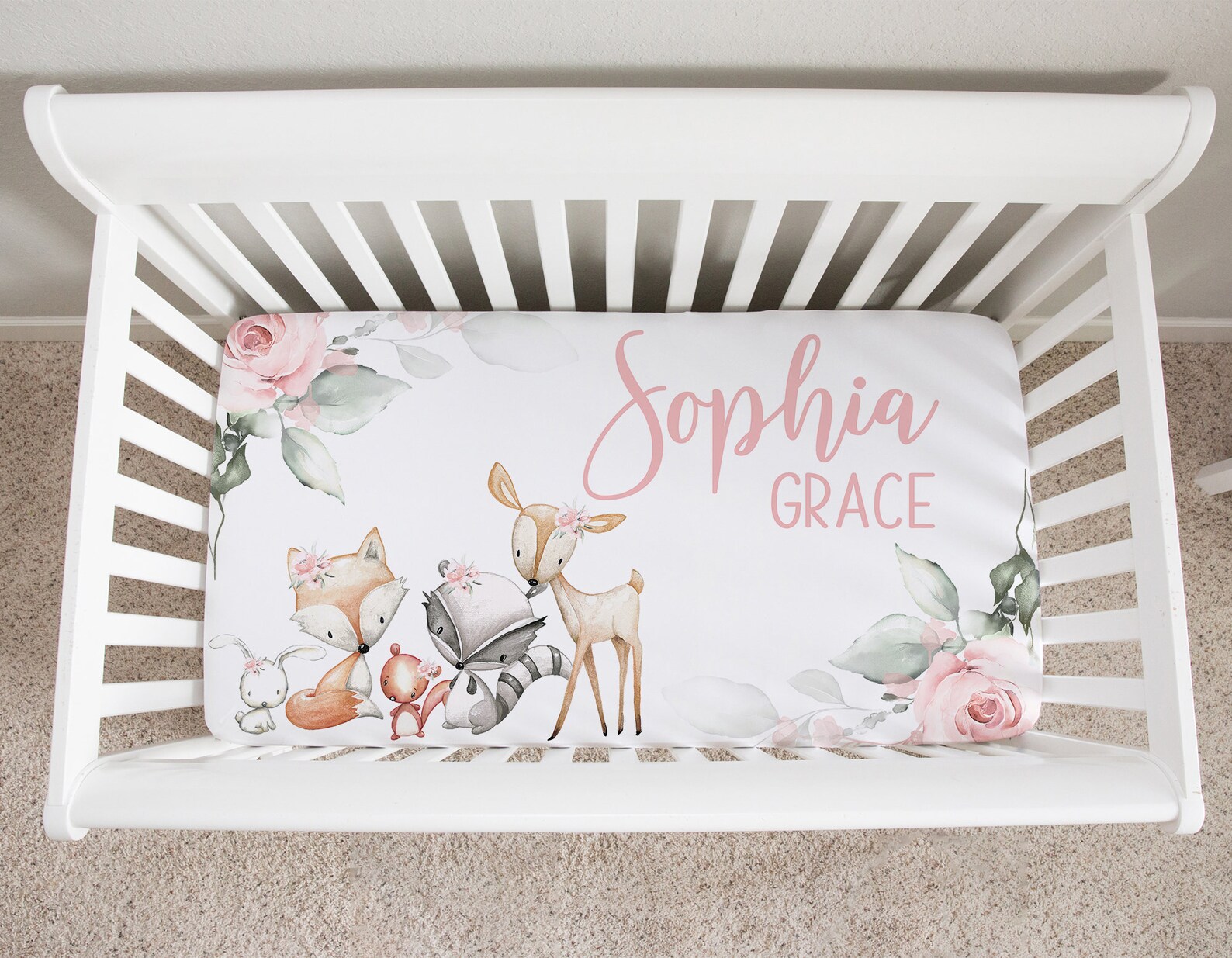 Baby Girl Woodland Crib Bedding Set Crib Bedding Set Girl Etsy