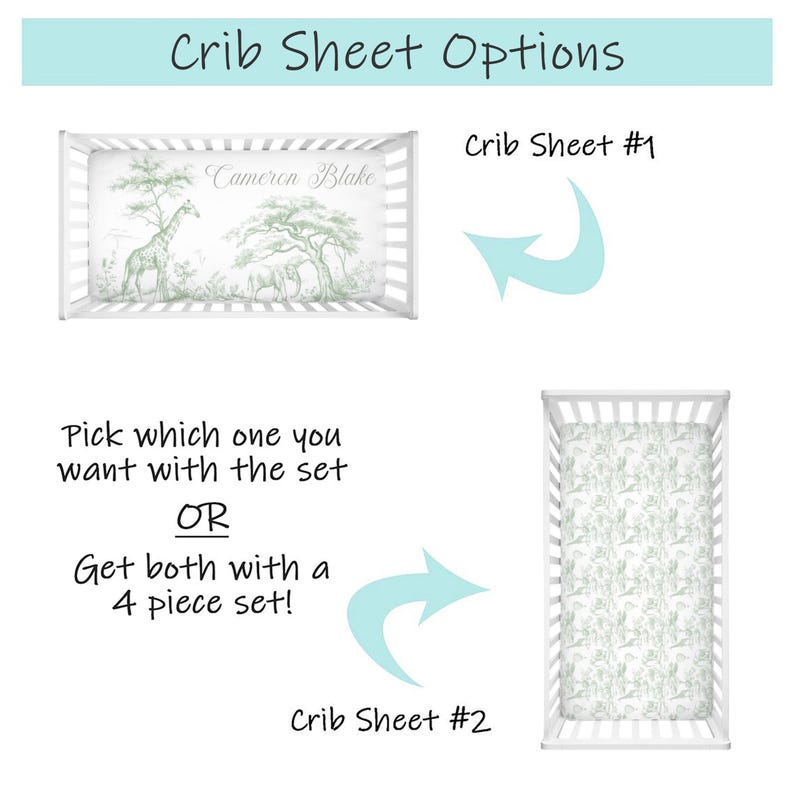 Safari Nursery Bedding Set, Baby Boy Crib Bedding, Green Crib Bedding