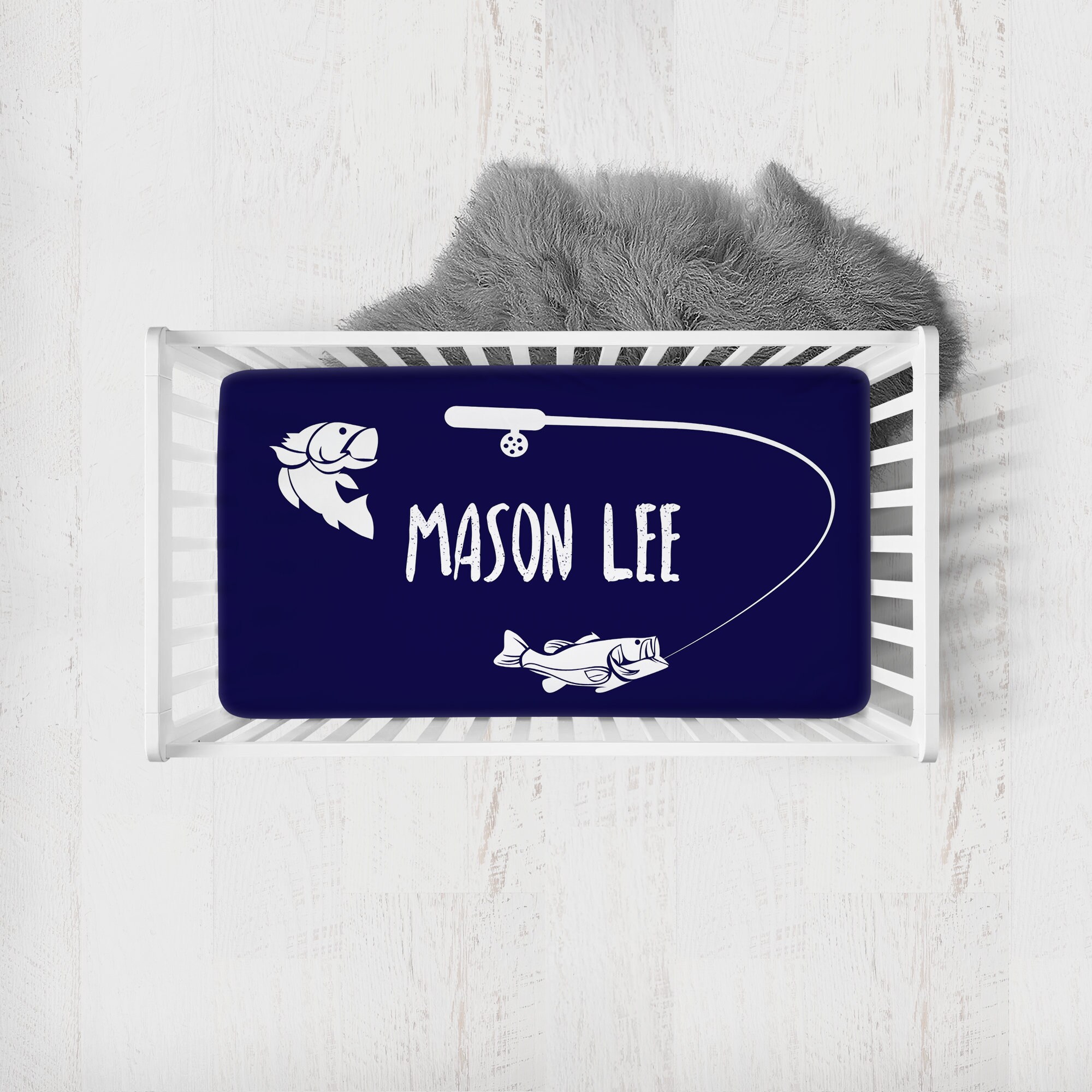 Fishing Crib Sheet Personalized Crib Sheet Fish Crib Sheet Etsy