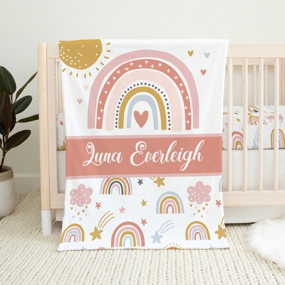 Personalized Boho Rainbow Baby Blanket With Name - Custom Flannel Blanket For Newborn Gift, Baby Shower - View #11