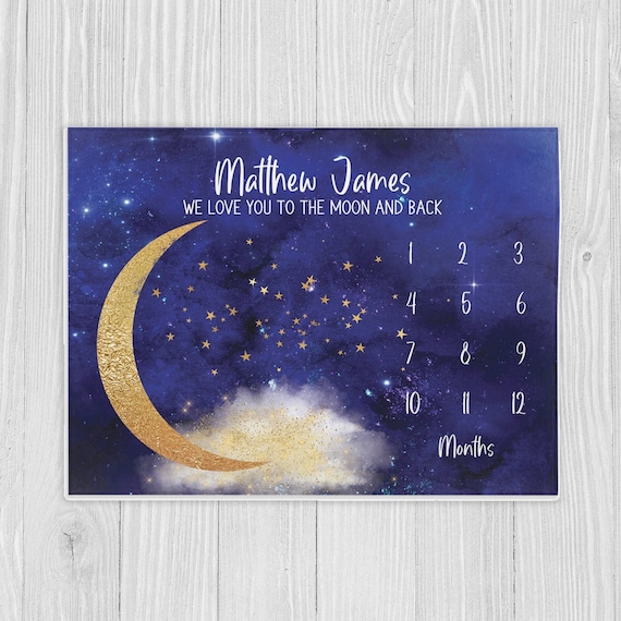 Moon and stars milestone blanket hotsell