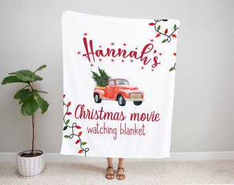 Christmas Movie Watching Blanket, Christmas Gifts, Personalized Blanket, Christmas Blanket, Christmas Decor, Name Blanket, Christmas Throw