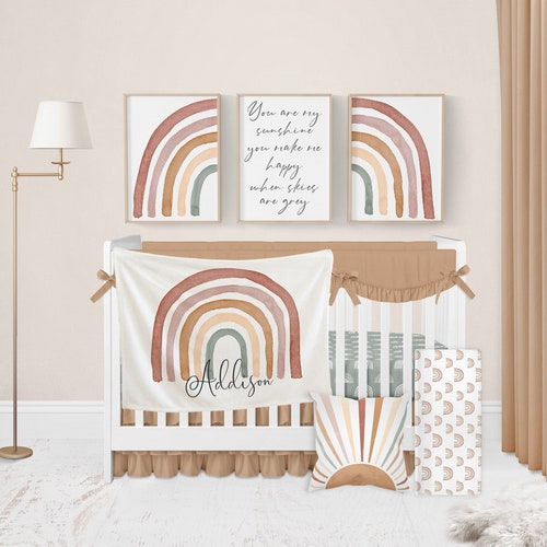 Rainbow Crib Bedding Set Baby Boy Crib Bedding Rainbow Etsy