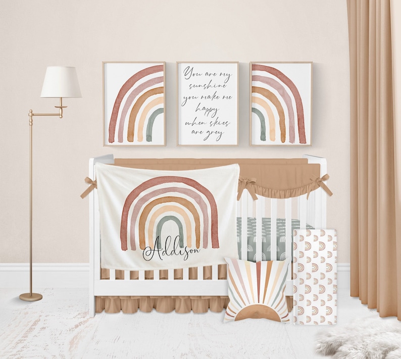 Boho Crib Bedding Set Rainbow Crib Bedding You Are My Etsy