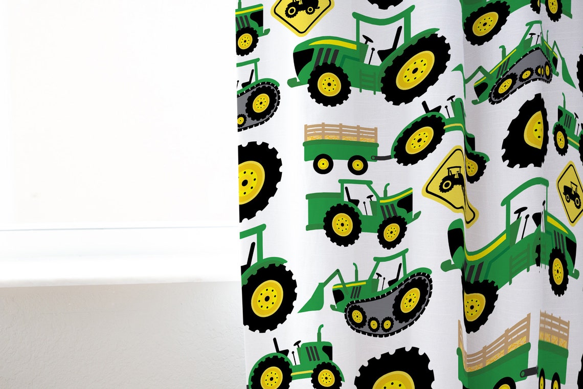 Tractor Window Curtains Tractor Nursery Curtains Baby Boy Etsy