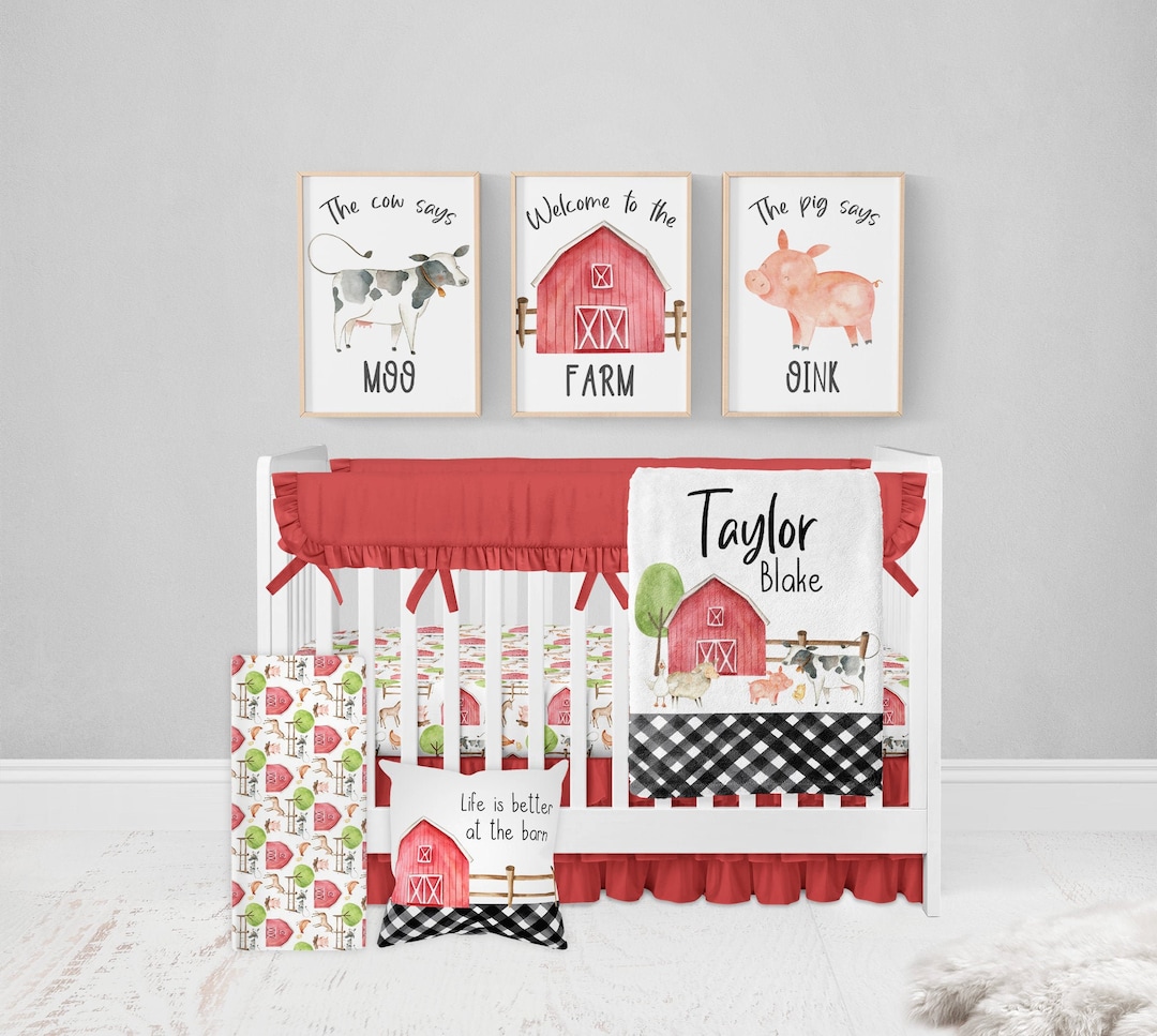 Farm Crib Bedding Set Crib Bedding Set Boy Farm Nursery Etsy