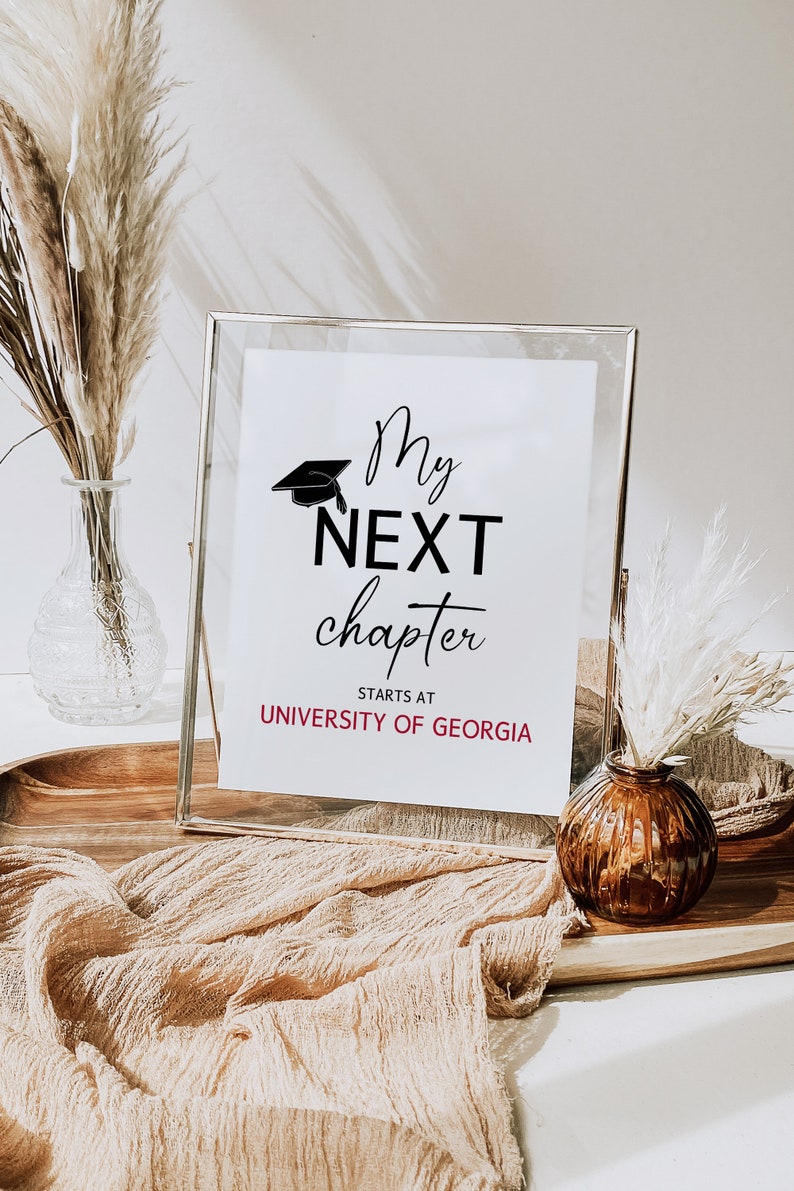 Graduation Printable Sign, My Next Chapter Starts At, Editable Graduation Signs 2023, Personalized Class of 2023 Graduation Party Decoration image 3