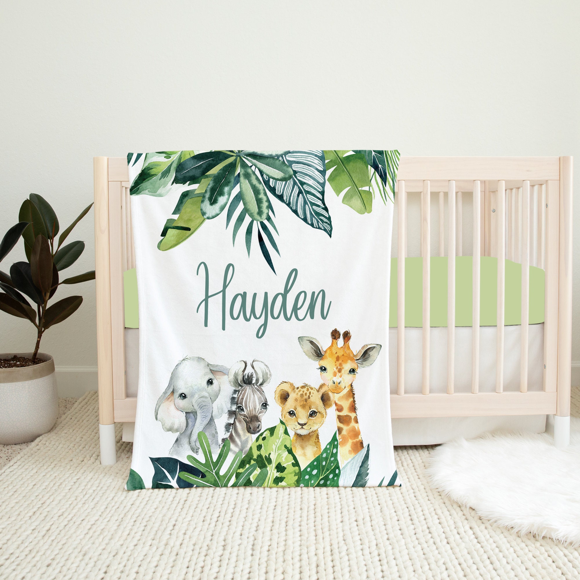 Personalized Safari Baby Blanket Safari Animals Safari Etsy