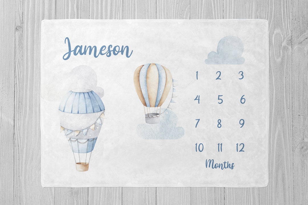 Baby Boy Milestone Blanket, Hot Air Balloon Baby Milestone Blanket ...
