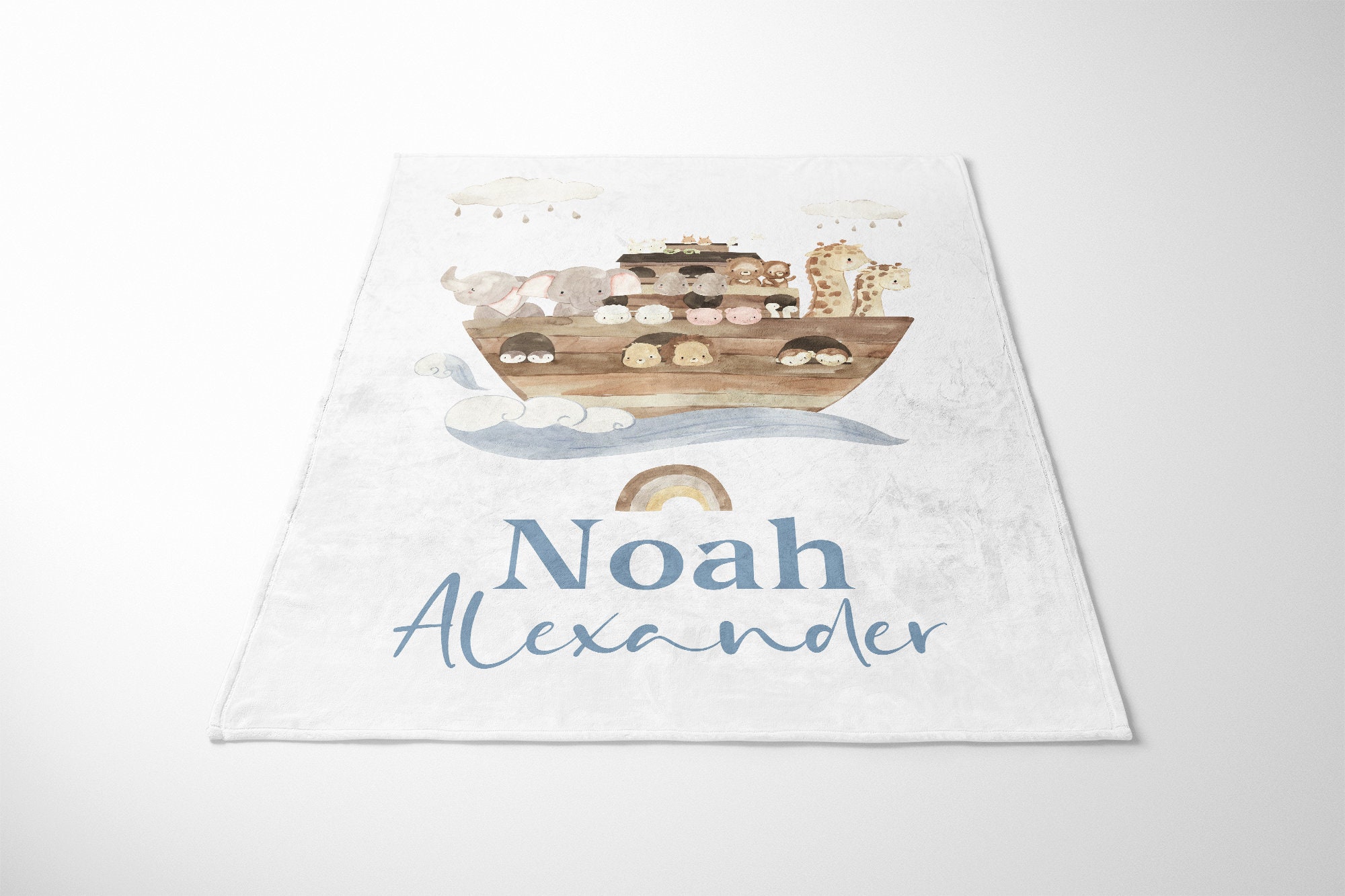 Noah's Ark Baby Blanket- White