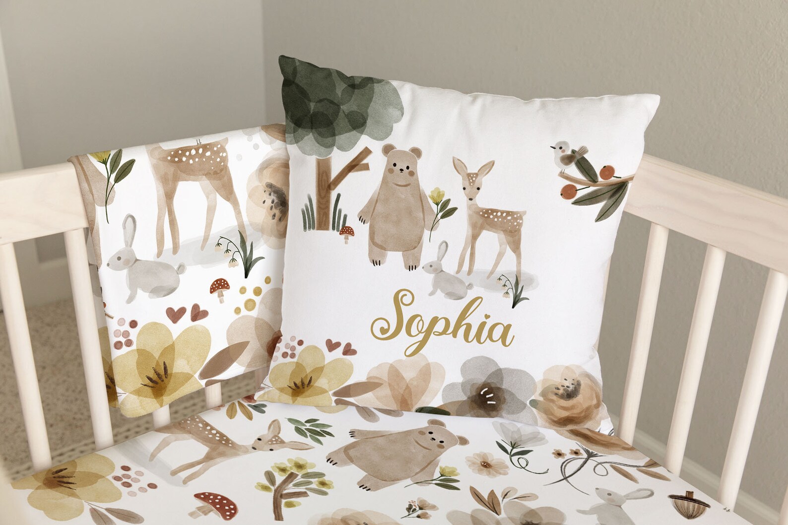 Baby Girl Woodland Crib Bedding Set Crib Bedding Set Girl Etsy