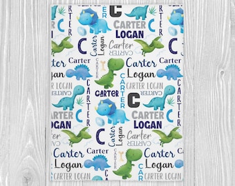 Personalized Dinosaur Baby Blanket, Dinosaur Blanket, Personalized Baby Name Blanket, Baby Boy Blanket, Dinosaur Baby Gifts, Toddler Gifts