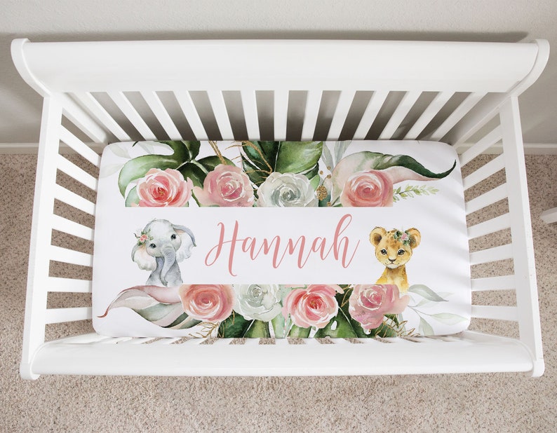 Safari Crib Bedding Set Baby Girl Crib Bedding Pink Floral Etsy