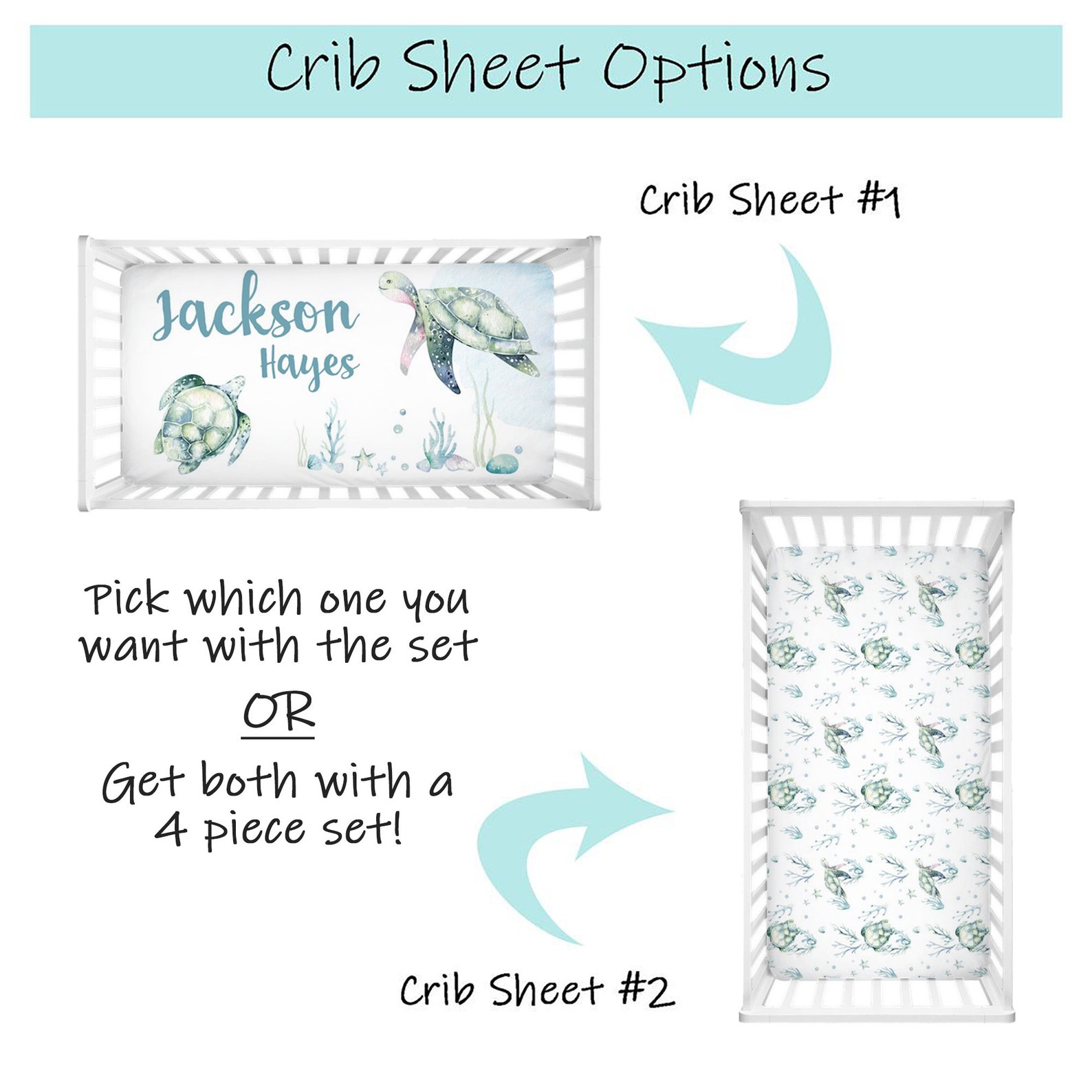 Sea Turtle Crib Bedding Set Boy Crib Bedding Sea Turtle Etsy